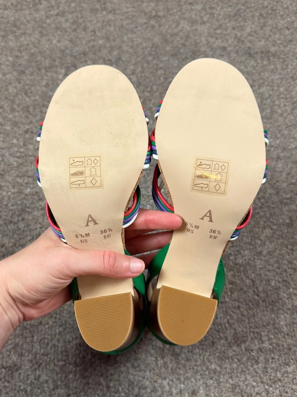 Anthropology Summer Nights Block Heel Colorful Ankle‎ Strap Sandal Women’s 6.5